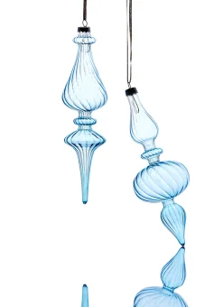 Discount The Jolly Christmas Shop Raz 9.5" Light Blue Blown Glass Finial Christmas Ornament 4322925