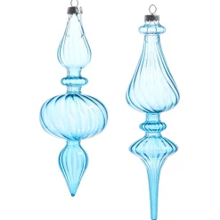 Discount The Jolly Christmas Shop Raz 9.5" Light Blue Blown Glass Finial Christmas Ornament 4322925