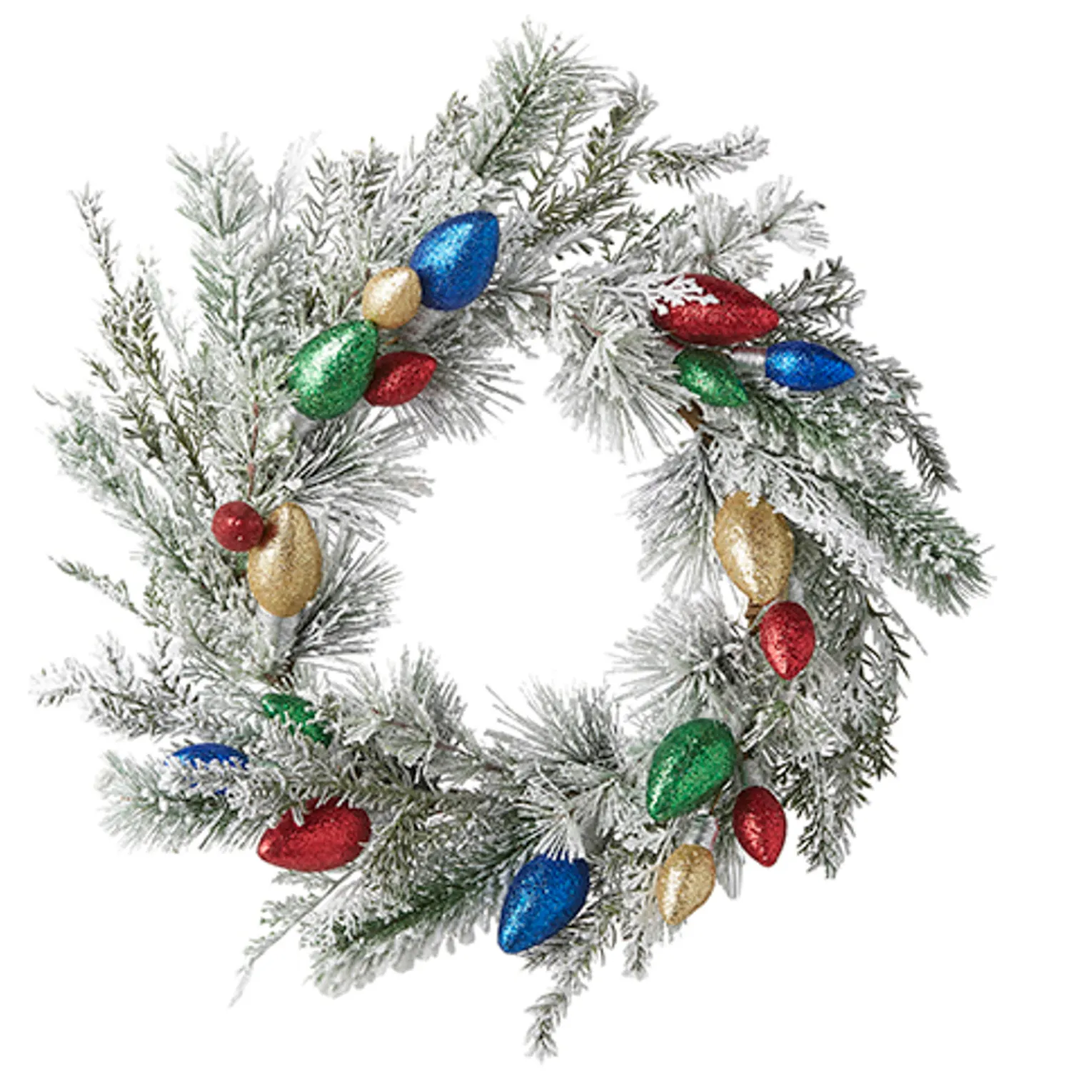 Outlet The Jolly Christmas Shop Raz 22" Light Bulb And Snowy Pine Christmas Wreath W4206875