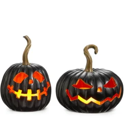 Online The Jolly Christmas Shop Raz 8" Lighted Black Jack O Lantern Pumpkin Halloween Decoration