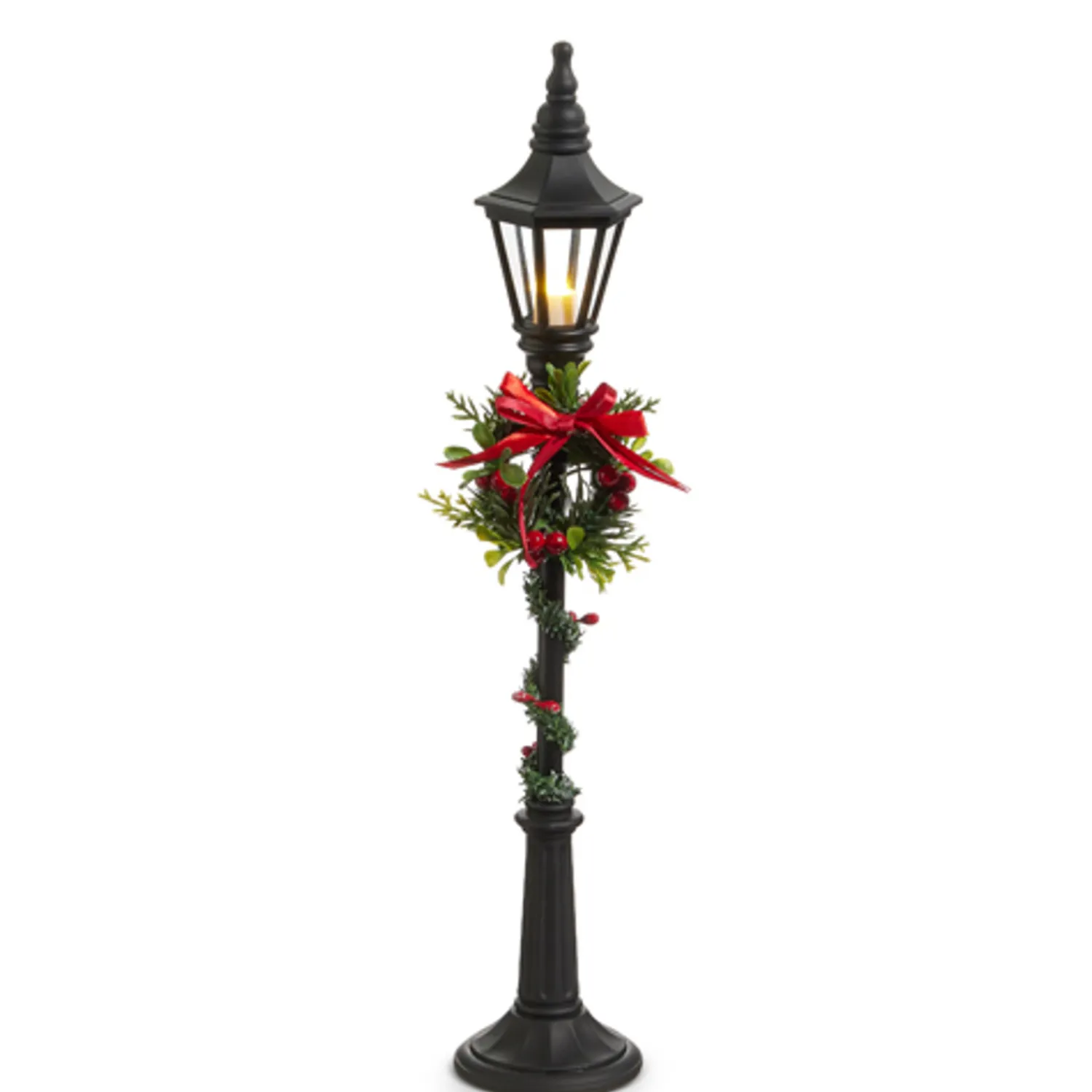 New The Jolly Christmas Shop Raz 18.5" Lighted Black Lamp Post Christmas Decoration 4412531
