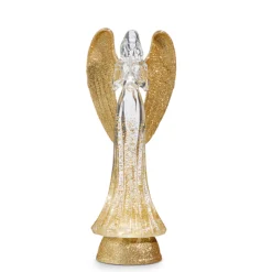 Best The Jolly Christmas Shop Raz 13.25" Lighted Christmas Angel With Gold Swirling Glitter Water Globe 4419287