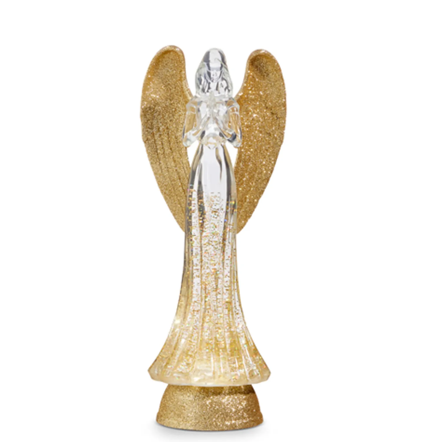 Best The Jolly Christmas Shop Raz 13.25" Lighted Christmas Angel With Gold Swirling Glitter Water Globe 4419287