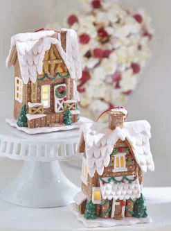 Discount The Jolly Christmas Shop Raz 6.5" Lighted Gingerbread Pretzel House Christmas Ornament 4216269