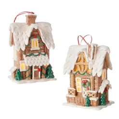 Discount The Jolly Christmas Shop Raz 6.5" Lighted Gingerbread Pretzel House Christmas Ornament 4216269