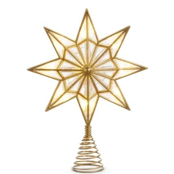 Discount The Jolly Christmas Shop Raz 12.5" Lighted Gold Star Christmas Tree Topper Battery Operated 4416222
