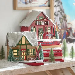 Hot The Jolly Christmas Shop Raz 10.25" Lighted Paper Ski Lodge Christmas Decor 4319181