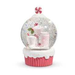 Hot The Jolly Christmas Shop Raz 5" Lighted Peppermint Cocktail Cupcake With Swirling Glitter Christmas Snow Globe 4400768