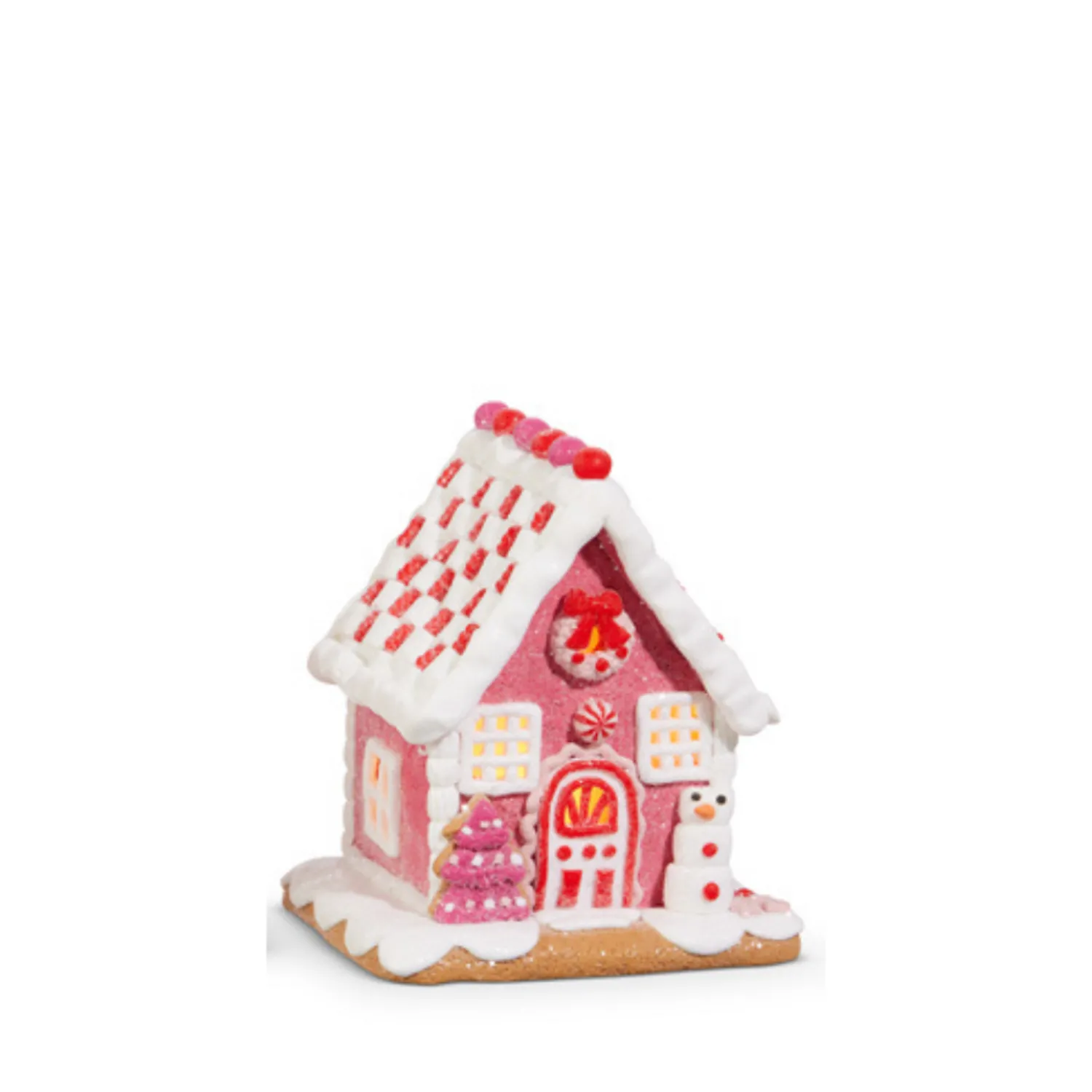 Outlet The Jolly Christmas Shop Raz 5.5" Lighted Pink Gingerbread House Christmas Ornament 4416250