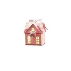 Clearance The Jolly Christmas Shop Raz 5" Lighted Pink House Christmas Ornament 4319069