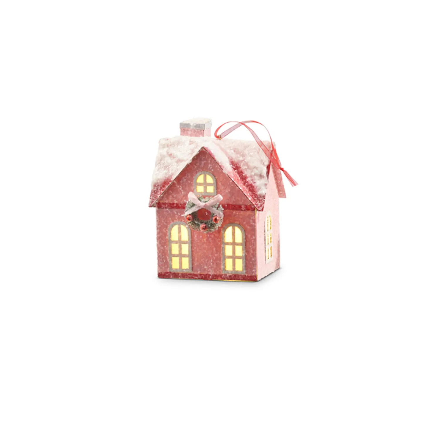 Clearance The Jolly Christmas Shop Raz 5" Lighted Pink House Christmas Ornament 4319069