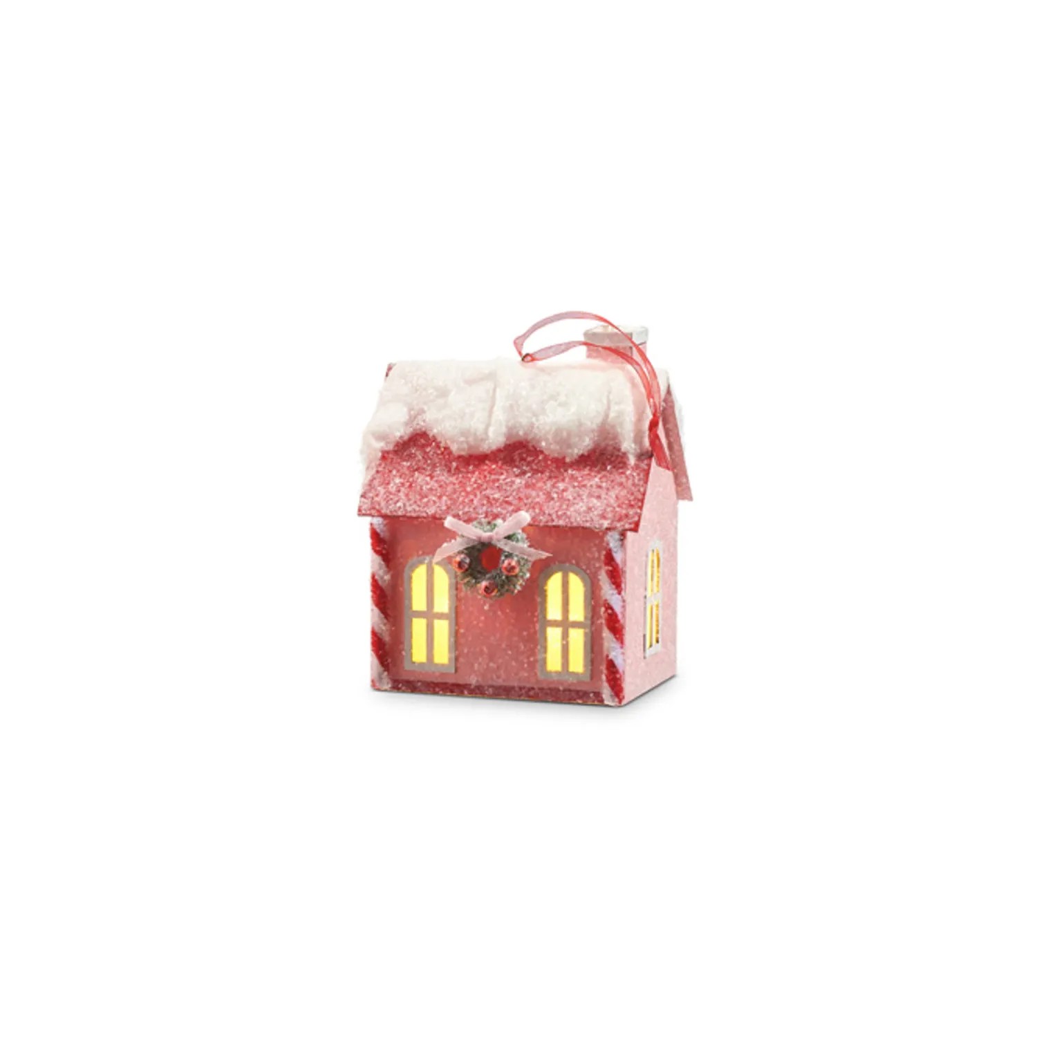 Clearance The Jolly Christmas Shop Raz 5" Lighted Pink House Christmas Ornament 4319069