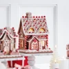 New The Jolly Christmas Shop Raz 12" Lighted Realistic Pink And Red Christmas Gingerbread House 4316086