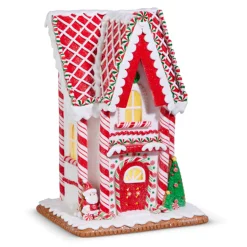 Discount The Jolly Christmas Shop Raz 12.75" Lighted Red And White Candy Cane Gingerbread House Christmas Decoration 4416432