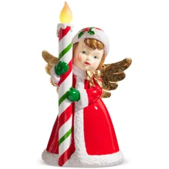 Clearance The Jolly Christmas Shop Raz 12" Lighted Retro Christmas Angel Figure 4457700