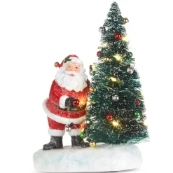 Best The Jolly Christmas Shop Raz 7" Lighted Sisal Tree With Vintage Inspired Santa Figure 4319124