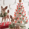 The Jolly Christmas Shop Raz 13" Lighted Vintage White Ceramic Christmas Tree With Holly And Red Bulbs 4419049