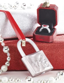 Online The Jolly Christmas Shop Raz 3.75" Love Lock Glass Christmas Ornament 4053123