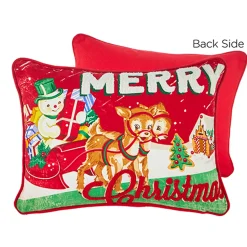 New The Jolly Christmas Shop Raz 14" Merry Christmas Vintage Christmas Pillow 4245544