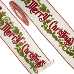 Discount The Jolly Christmas Shop Raz 4" Merry Christmas Wired Christmas Ribbon R4371754