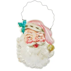 New The Jolly Christmas Shop Raz 8" Metal Embossed Santa Face Christmas Ornament 4111268