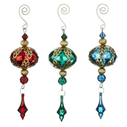 Discount The Jolly Christmas Shop Raz 8" Metal Filigree With Drop Glass Christmas Ornament 4122811