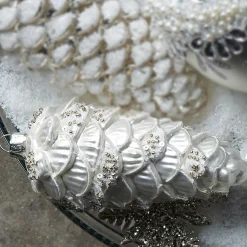 Online The Jolly Christmas Shop Raz 5" Metallic White Pinecone Glass Christmas Ornament 4422893