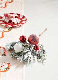 Sale The Jolly Christmas Shop Raz 20" Mixed Greenery And Red And White Ornament Pick Christmas Tree Accessory F4309875