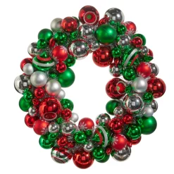 Clearance The Jolly Christmas Shop Raz 24" Multicolor Ornaments Tinsel Christmas Wreath W4402283