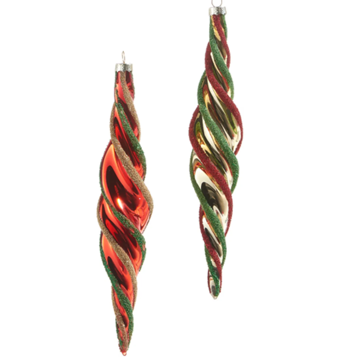 New The Jolly Christmas Shop Raz 9.5" Multicolor Swirl Glass Christmas Ornament 4322847