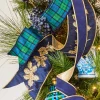 Discount The Jolly Christmas Shop Raz 4" Navy Blue And Gold Holly Wired Christmas Ribbon R4427720