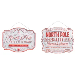 New The Jolly Christmas Shop Raz 12" North Pole Confectionary And Bakery Ornament Sign Set 4359031