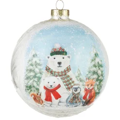 Discount The Jolly Christmas Shop Raz 4.5" North Pole Friends Glass Ball Christmas Ornament 4224586