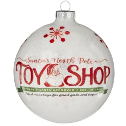 Best The Jolly Christmas Shop Raz 4.75" North Pole Toy Shop Glass Ball Christmas Ornament 4124529