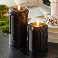 Online The Jolly Christmas Shop Raz 4" Or 6" Black Drip Battery Operated Halloween Candle With Lighted Flickering Wick