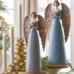 Best The Jolly Christmas Shop Raz 15.75" Or 17.75" Blue Santos Angel Christmas Figure