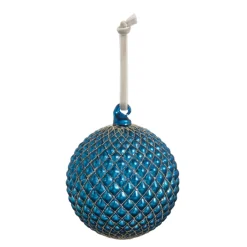 Hot The Jolly Christmas Shop Raz 4" Or 6" Cobalt Blue Quilted Ball Glass Christmas Ornament