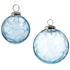 New The Jolly Christmas Shop Raz 3" Or 4" Etched Blue Glass Ball Christmas Ornament