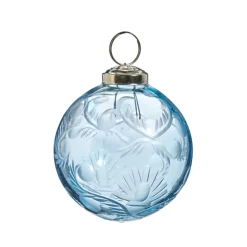New The Jolly Christmas Shop Raz 3" Or 4" Etched Blue Glass Ball Christmas Ornament