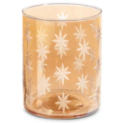 Best The Jolly Christmas Shop Raz 5" Or 8" Etched Gold Star Glass Christmas Candle Holder Or Container