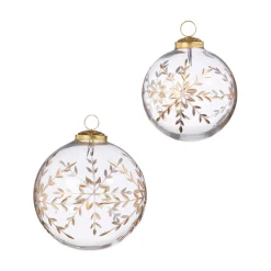 Outlet The Jolly Christmas Shop Raz 4" Or 5" Gold Etched Snowflake Ball Glass Christmas Ornament