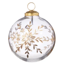 Outlet The Jolly Christmas Shop Raz 4" Or 5" Gold Etched Snowflake Ball Glass Christmas Ornament