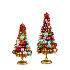 Hot The Jolly Christmas Shop Raz 18" Or 21" Gold Tinsel And Multicolor Ornament Christmas Tree