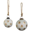 New The Jolly Christmas Shop Raz 3" Or 4" Ivory With Gold Star Etched Glass Ball Christmas Ornament