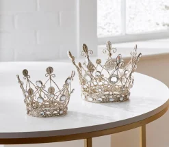 New The Jolly Christmas Shop Raz 6.5" Or 7.5" Jeweled Antique Crown With Gold Glitter Christmas Decoration