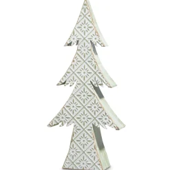 Best The Jolly Christmas Shop Raz 16.25" Or 22" Large Green And White Distressed Embossed Christmas Tree Decoration