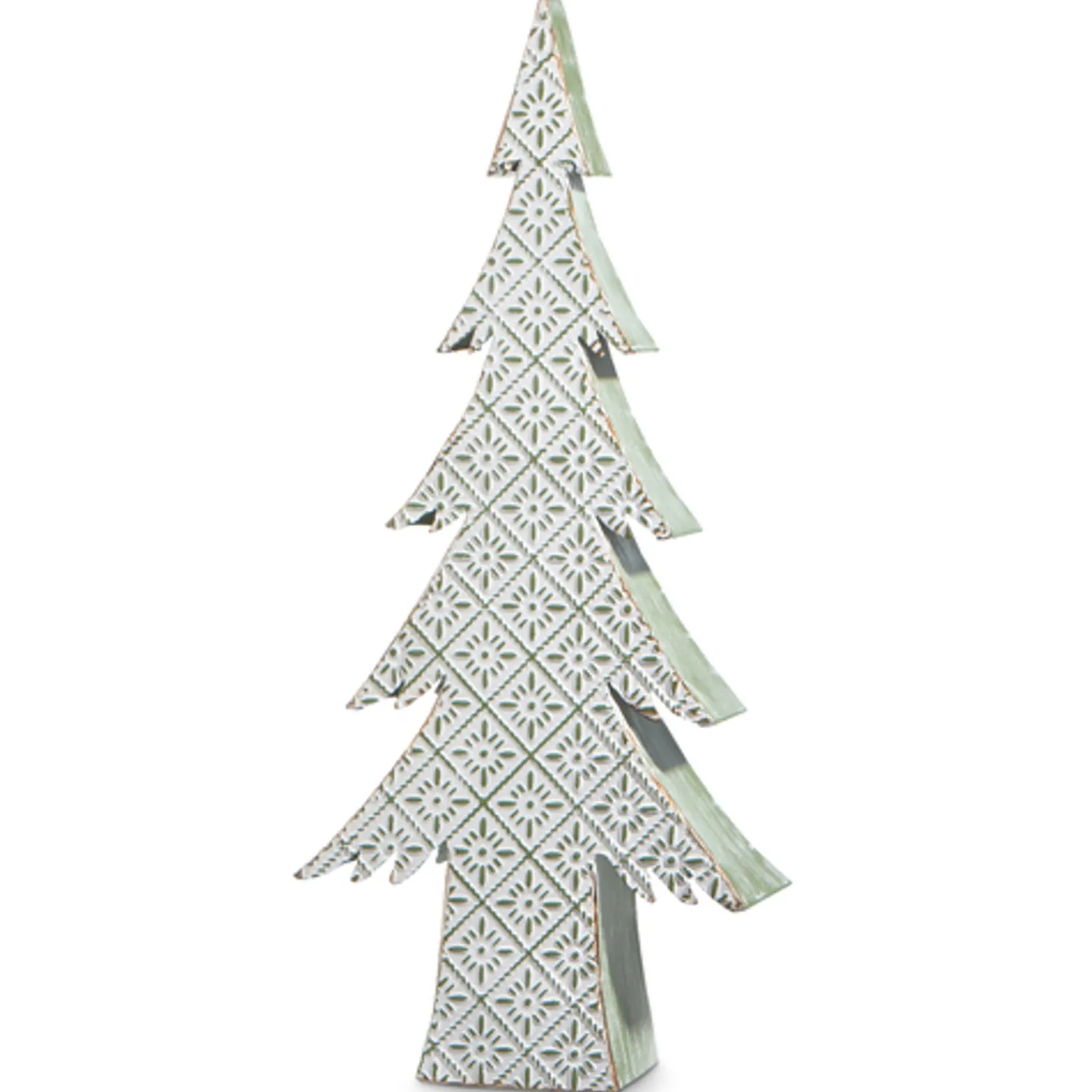 Best The Jolly Christmas Shop Raz 16.25" Or 22" Large Green And White Distressed Embossed Christmas Tree Decoration