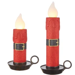 Online The Jolly Christmas Shop Raz 17.5" Or 22.5" Large Red Glittered Santa Belt Battery Operated Candle Christmas Decoration