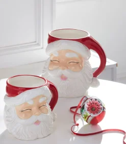 Best The Jolly Christmas Shop Raz 6" Or 8" Large Red Santa Mug Christmas Container