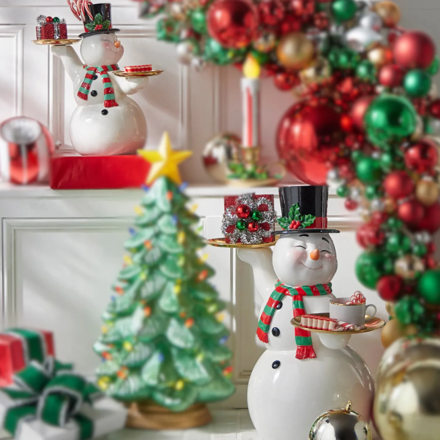Discount The Jolly Christmas Shop Raz 16" Or 25" Large Retro Snowman Cake Plate Christmas Decoration